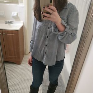 Blue Button-Up Blouse